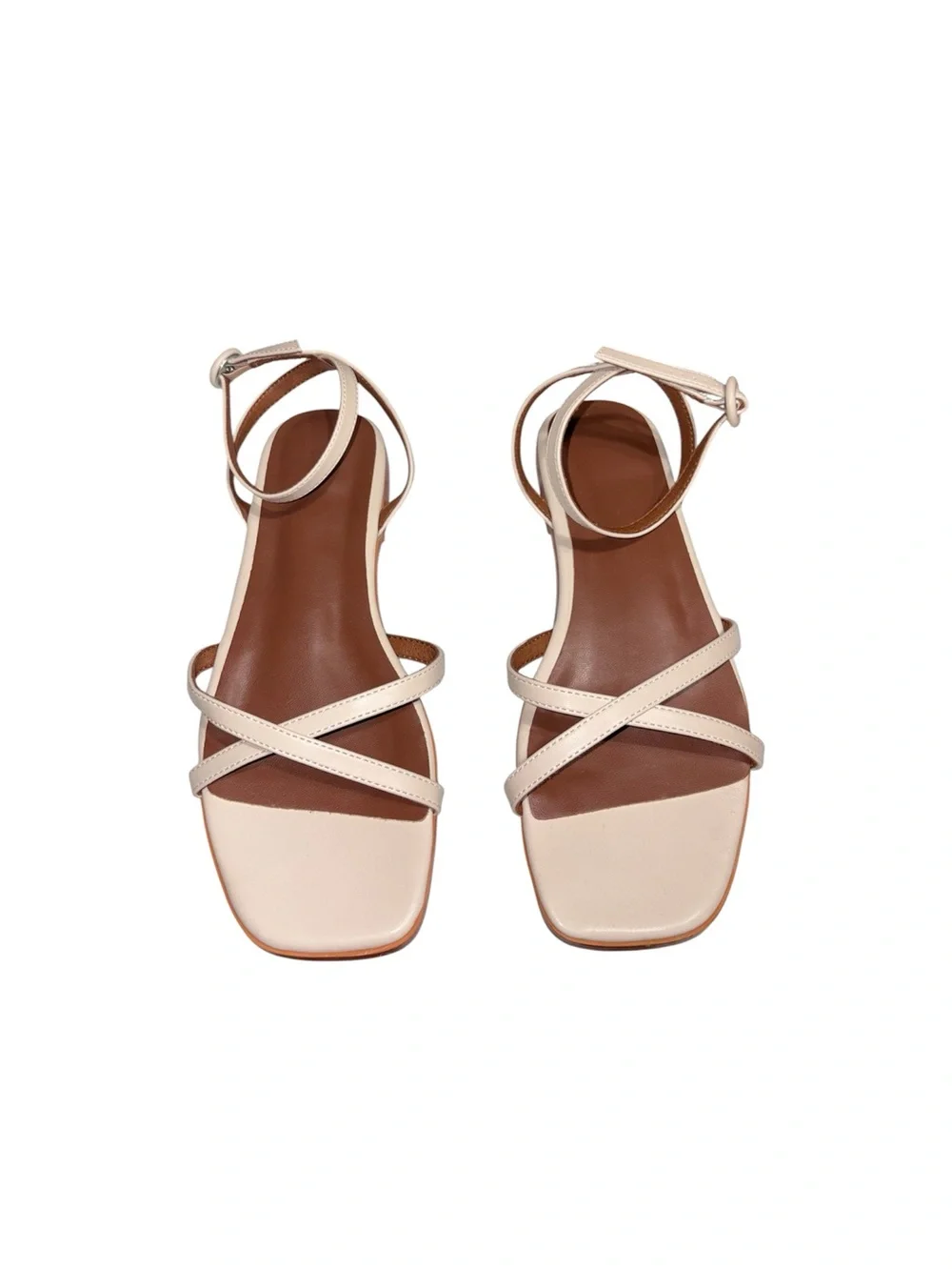 Unbranded Strappy Euro Summer Gladiator Flat Sandals In Ivory/Biege/Cream Size 7 - Picture 1 of 9